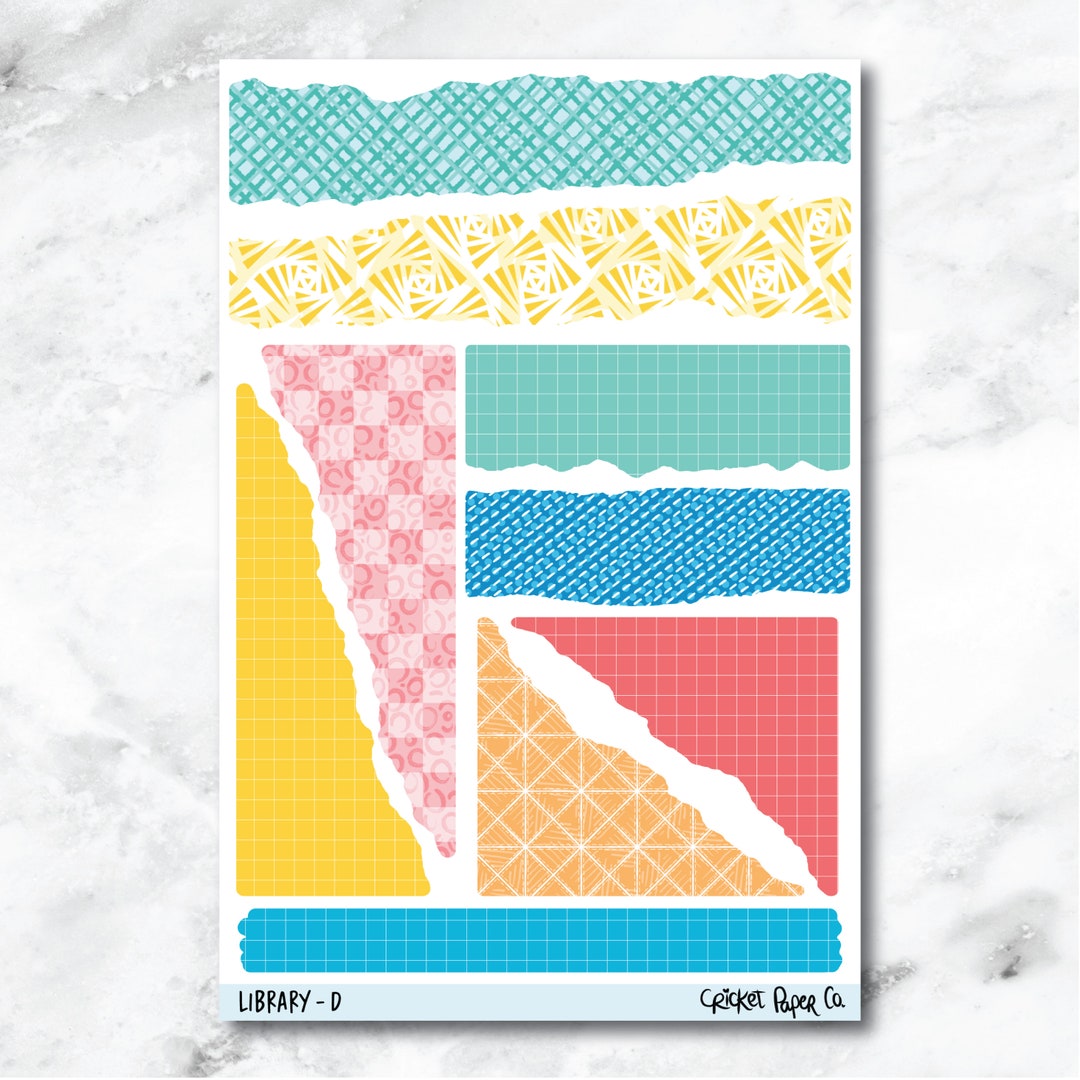 Library Torn Paper Edges Journaling and Planner Stickers D - Etsy