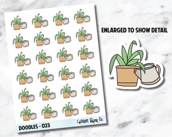 Water Plants, House Plant, Watering, Garden Hand Drawn Doodles - 023
