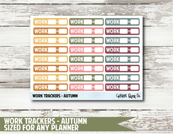 work trackers autumn planner stickers etsy