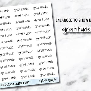GRATITUDE Jen Plans Writing Font Planner Stickers