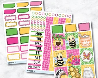 Honey Bee Mini Kit Bundle Planner Stickers  - Sheets B, C and E