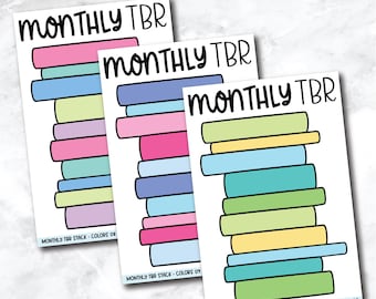 Monthly TBR Stack Book Journal Stickers - Multi Color