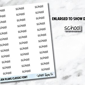 SCHOOL Jen Plans Writing Font Planner Stickers
