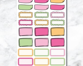 Tulips Doodle Boxes Journaling and Planner Stickers - E