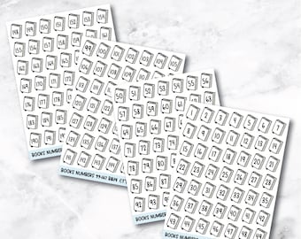 Book Numbers Reading Tracker Book Journal Stickers - Black & White
