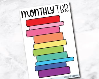 Monthly TBR Stack Book Journal Stickers - Rainbow