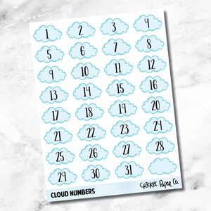 Decorative Date Number Planner Stickers - Cloud