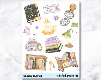 Decorative Planner and Journal Stickers - Haunted Library