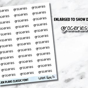 GROCERIES Jen Plans Writing Font Planner Stickers