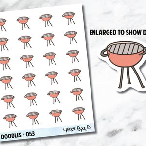 BBQ Grill, Barbecue, Outdoor Grill, Summer Hand Drawn Doodles - 053