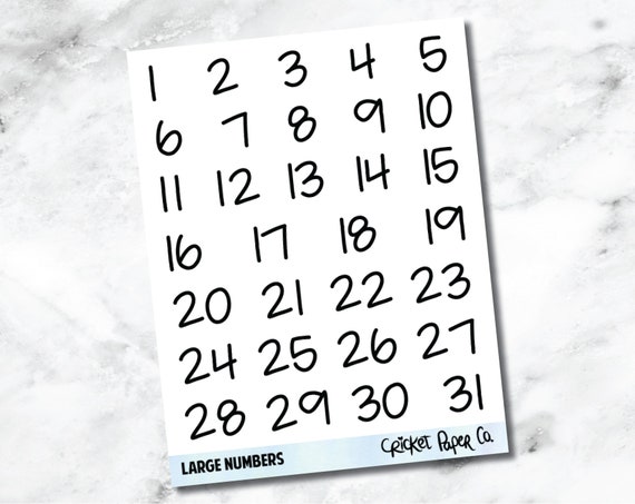 Large Date Numbers Planner Stickers | Etsy
