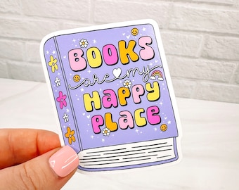 Books Are My Happy Place Purple Book - Bookish Vinyl Sticker