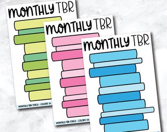 Monthly TBR Stack Book Journal Stickers - Monochromatic Colors
