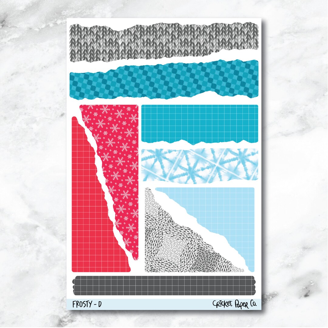 Frosty Torn Paper Edges Journaling and Planner Stickers D - Etsy