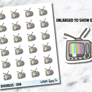 TV, Television, Cable Bill, TV Show Hand Drawn Doodles - 019