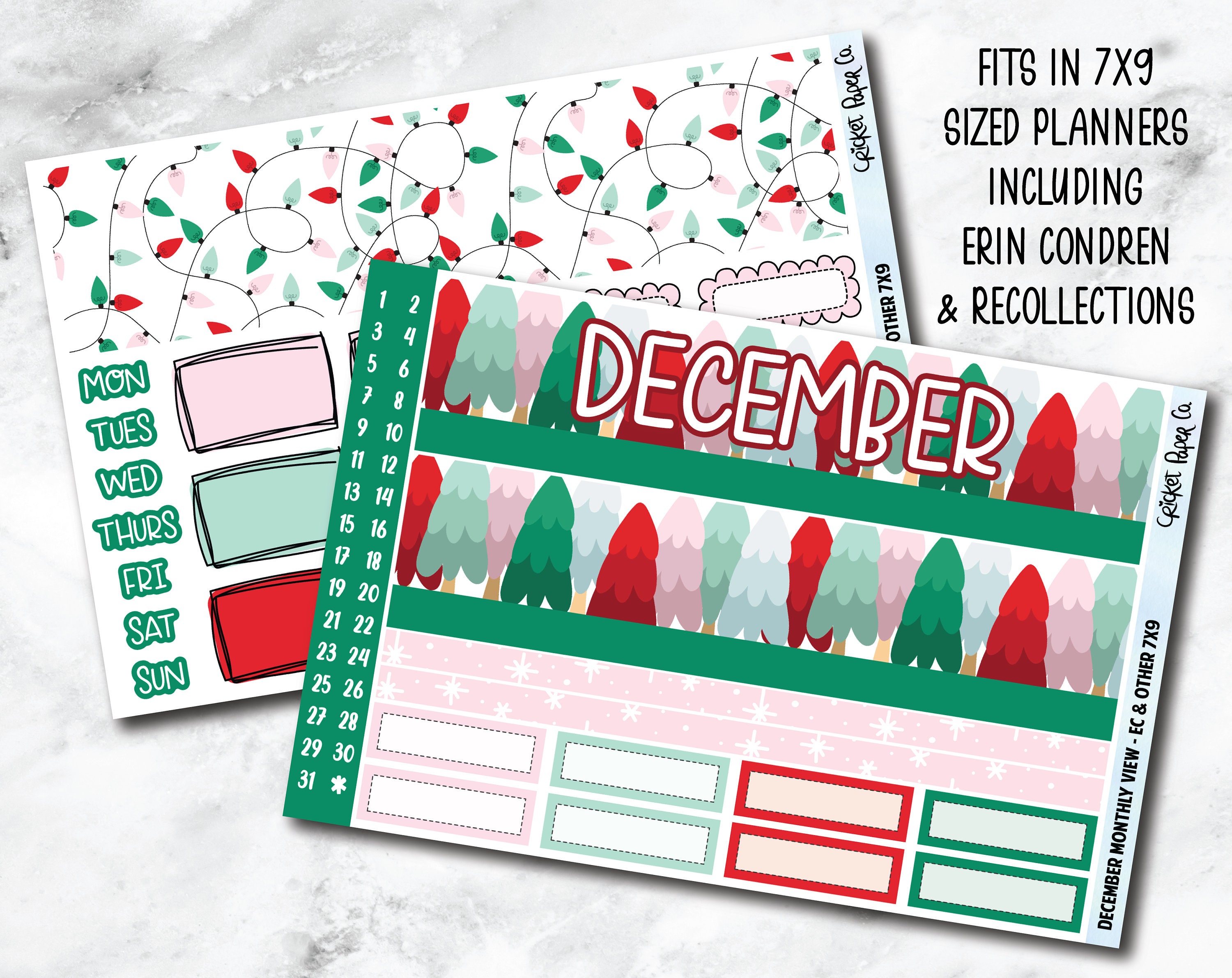 December Monthly Kit Erin Condren 7x9 Planner Stickers, Labels & Tags ...