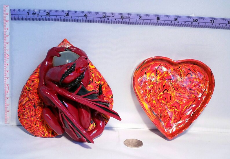 Fimo Box Gift Box Jewelry Box Storage Box Dragon Box Polymer Clay Box Keepsake Box Red Dragon Statue Dragon Ornament Trinket Box