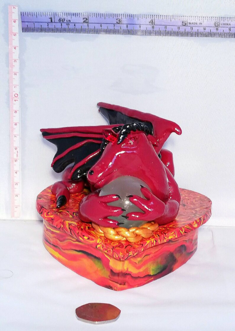Fimo Box Gift Box Jewelry Box Storage Box Dragon Box Polymer Clay Box Keepsake Box Red Dragon Statue Dragon Ornament Trinket Box