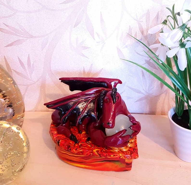 Fimo Box Gift Box Jewelry Box Storage Box Dragon Box Polymer Clay Box Keepsake Box Red Dragon Statue Dragon Ornament Trinket Box