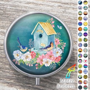 Pudełko na pigułki VOGELHAUS GRUEN z wybranym motywem, designerskie pudełko na tablet z możliwością personalizacji, towarzysz podróży na pigułki + przechowywanie drobiazgów