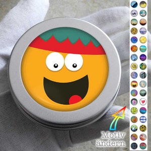 SMILE ORANGE screw-top tin, tin with screw cap, tin made of aluminum, round tin with desired motif, tin design customizable - Emoji