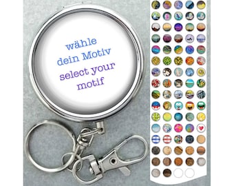 SELECT ASCHER MIT Schlüsselkette und Karabiner - Motivwahl - Taschen Aschenbecher für unterwegs, tragbare Metalldose, mit Springdeckel