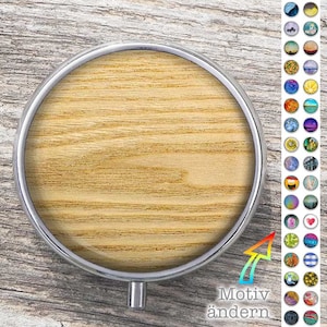 Portapillole SENWOOD con motivo desiderato, portapillole di design personalizzabile, compagno di viaggio per pillole + spazio per riporre piccoli oggetti