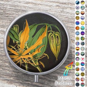 Boîte à pilules CLIMBING LILY avec motif souhaité, boîte à tablette design personnalisable, compagnon de voyage pour pilules + rangement de petites choses