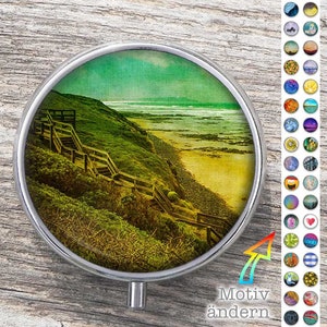 Pudełko na pigułki DREWNIANE PATH z wybranym motywem, designerskie pudełko na tablet z możliwością personalizacji, towarzysz podróży na pigułki + przechowywanie drobiazgów
