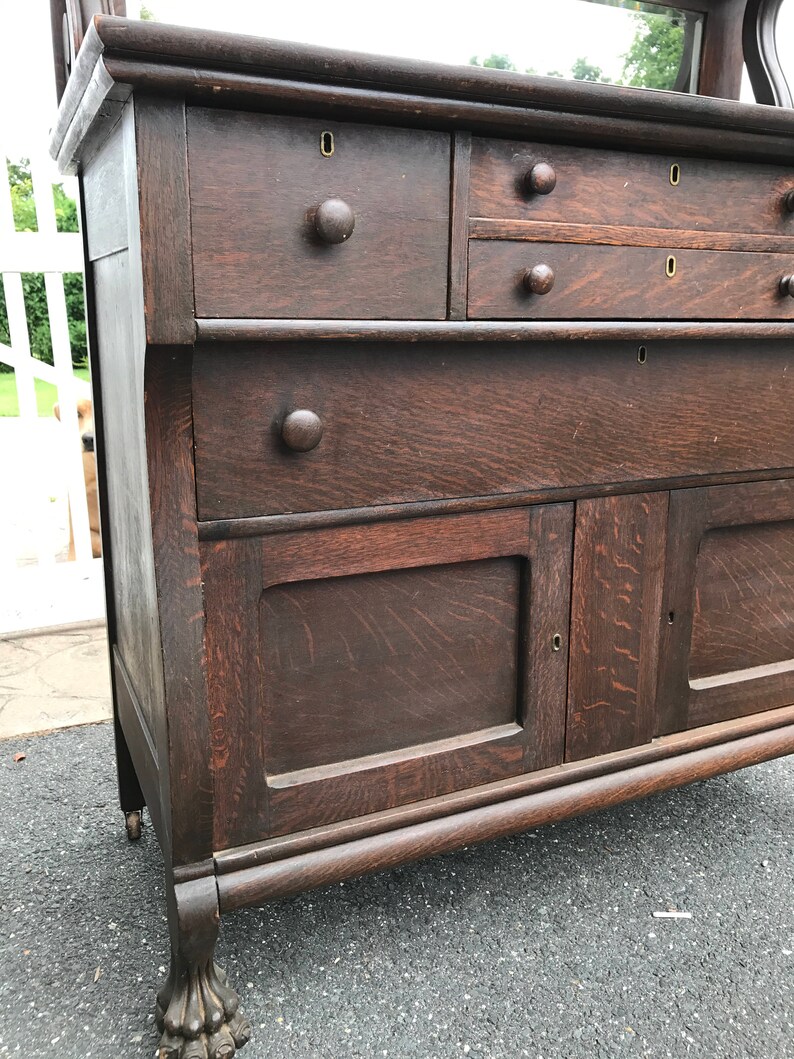 SOLD Antique Tiger Oak Empire Buffet Sideboard Etsy
