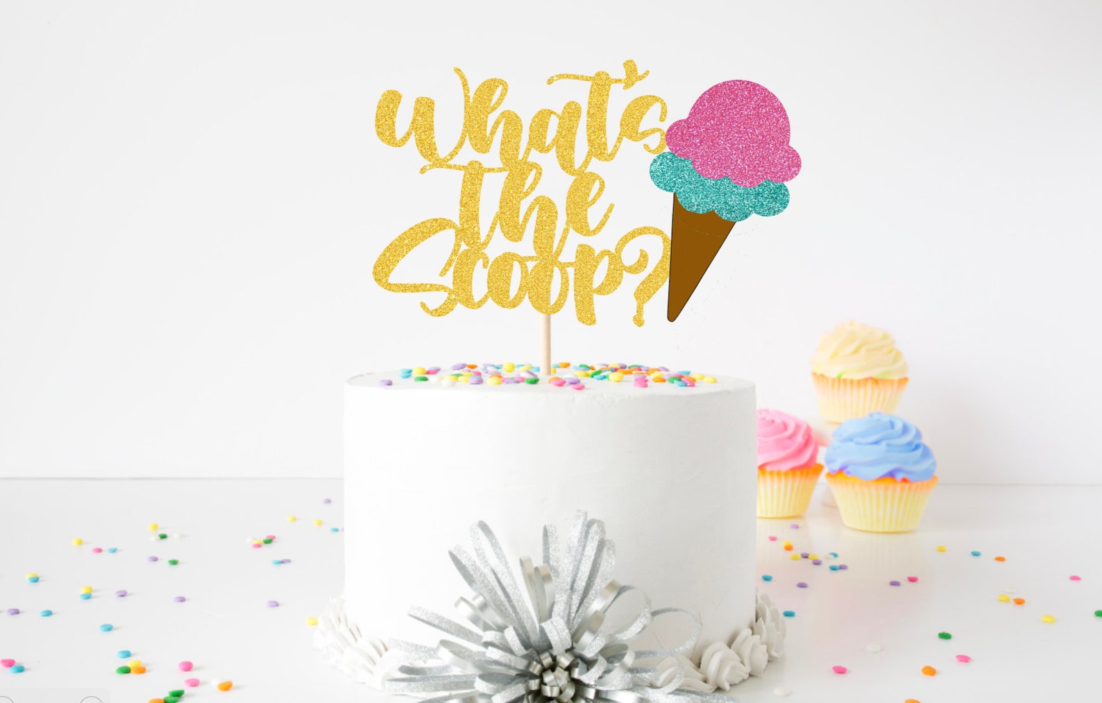 Ice Cream Gender Reveal cake topper whats the scoop cake Etsy