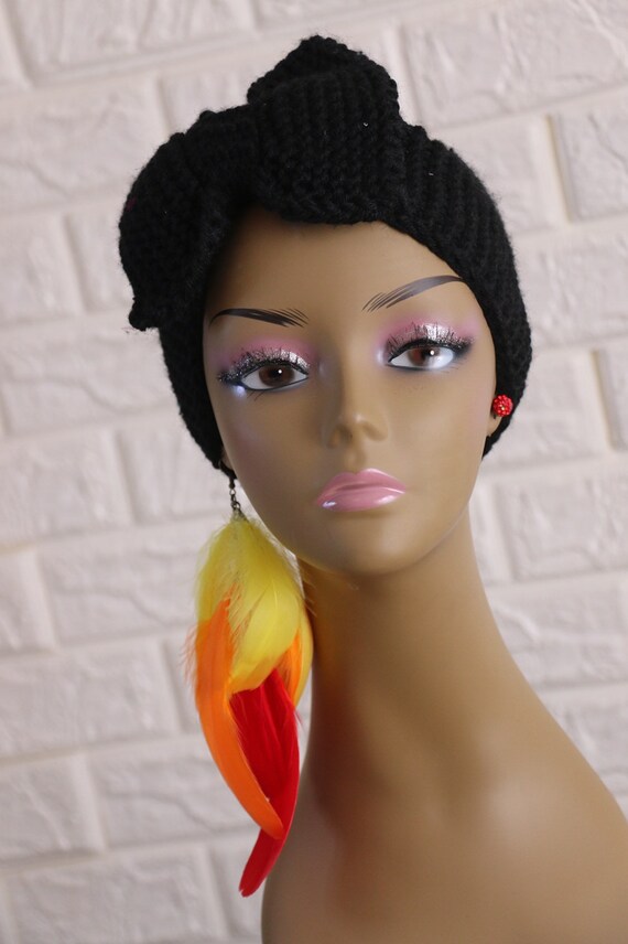 Fireball Red And Orange Long Feathers Earrings Trend Feather Etsy