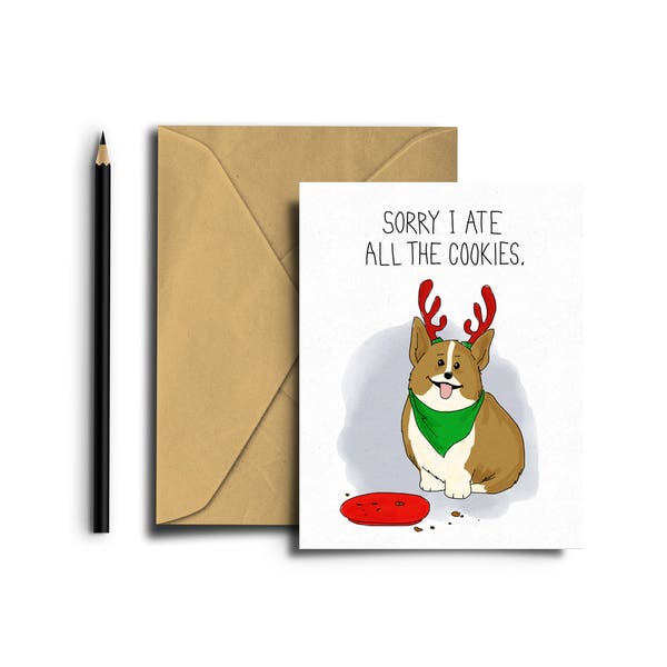 Corgi Holiday Card, Corgi Christmas Card, Dog Holiday Card, Dog Christmas Card, Funny Card, Humorous Card, Pembroke Welsh Corgi