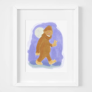 Bigfoot nursery wall art, toddler playroom wall decor, kids room art, Yeti, Sasquatch