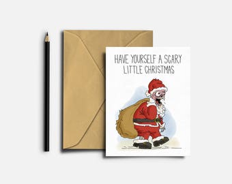 Zombie Santa Claus Christmas Card, Holiday Card, Funny Card, Humorous Card