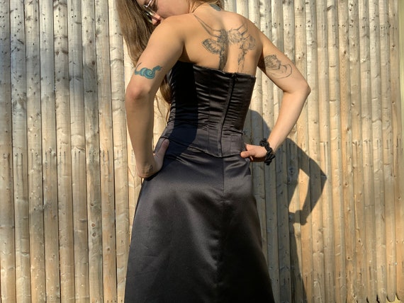 90s black corset two-piece gothic dress