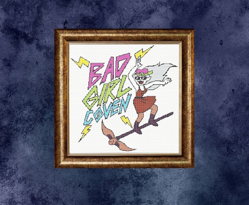 Bad Girl Coven Owl House Cross Stitch Pattern image 1