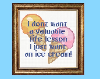 Bluey Cross Stitch Pattern Ice Cream Life Lesson