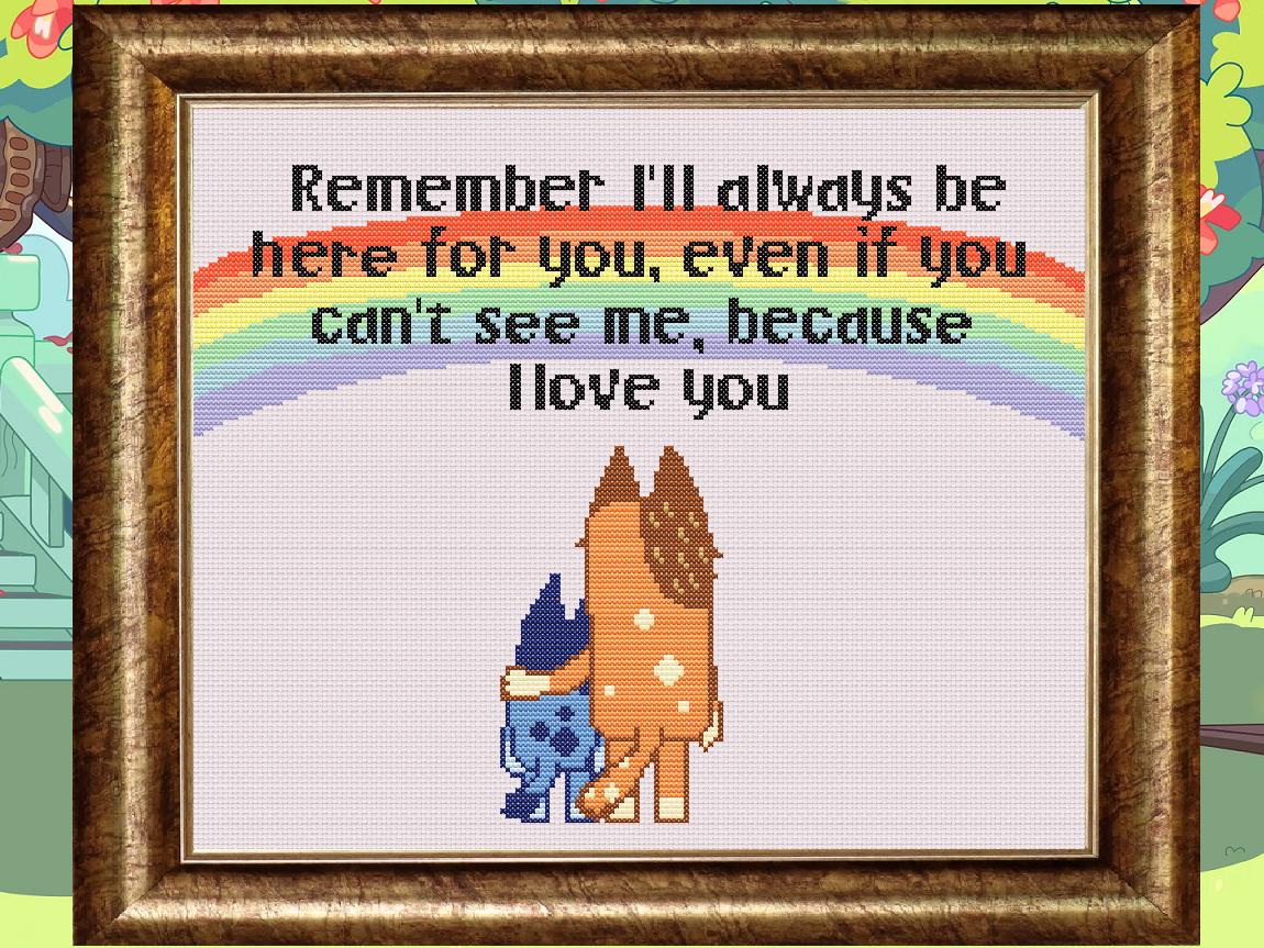 Bluey Cross Stitch Pattern Chilli and Rainbow