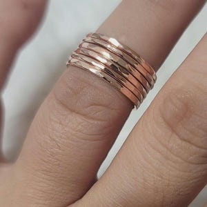 Minimalist Hammered Copper & Sterling Silver Stacking Rings - Handmade Jewelry