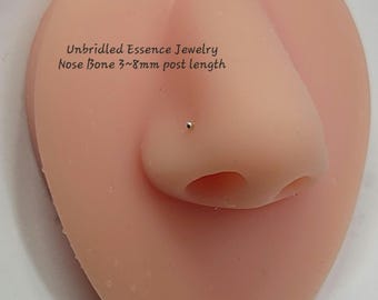 3-8mm Tiny Nose Bone Nose Pin: Solid Silver Piercing Jewelry Unbridled Essence