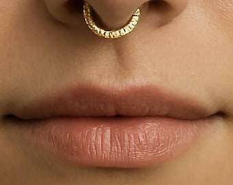 Guld Fake Septum ring nasen ring texturerad Silver 925 Unbridled Essence