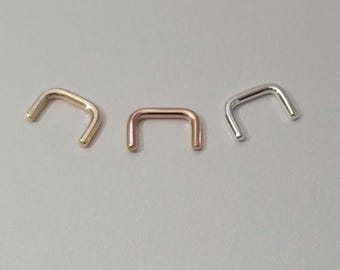 Septum Piercing Retainer 18g 16g 6x4mm 14k Gold Fill Staple unbridled essence