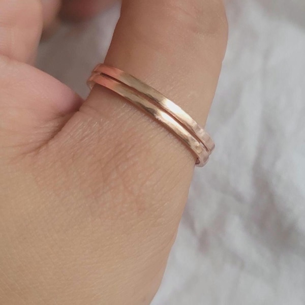 Anel minimalista de cobre para empilhar, tamanho 0-15, ideal para presente de aniversário ou para quem tem artrite. Leia a descrição, por favor.