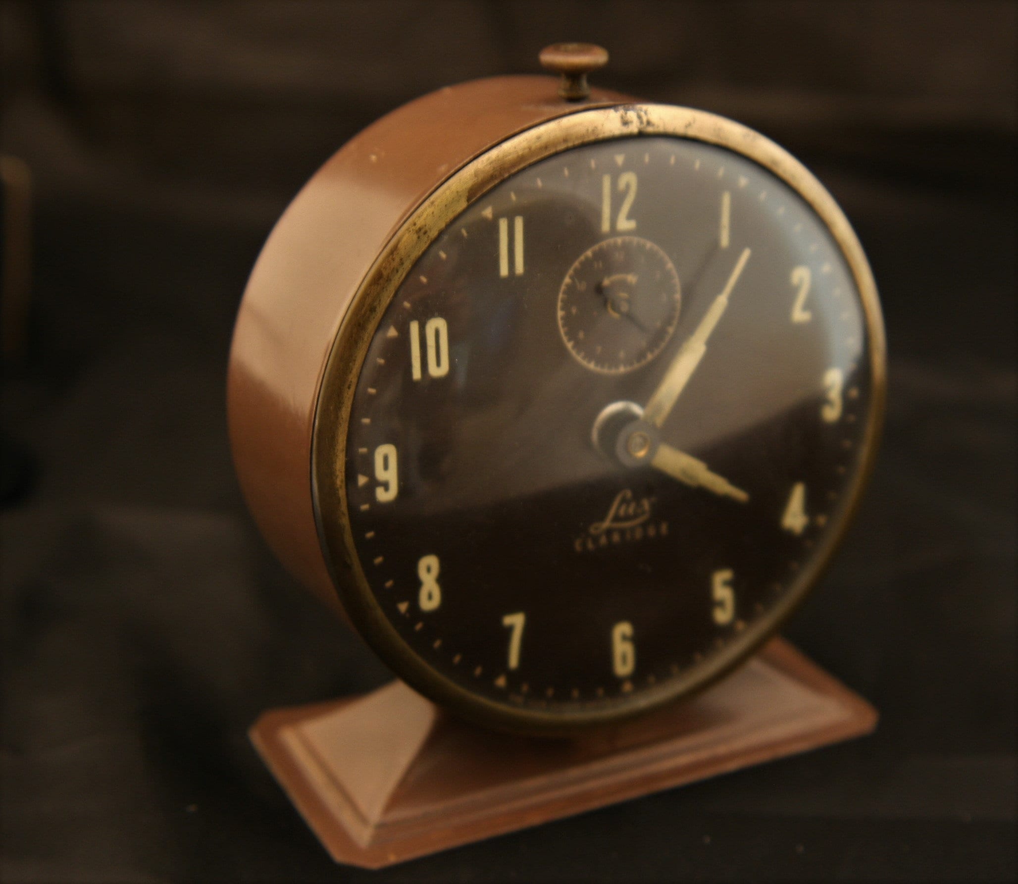 Fun vintage 1920's Westbury Lux Claridge metal 4 X 5 alarm clock runs
