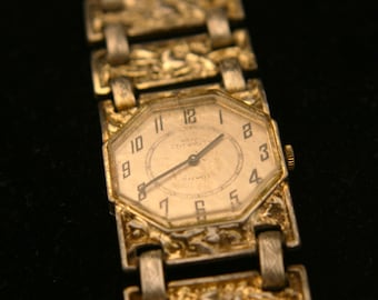 Vintage Royal Dynasty Ladies' Watch, Octagonal Mother of Pearl Dial, Nugget Bracelet