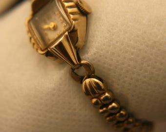 Vintage 1953 Swiss ladies' Bulova "Miss America" model gold bracelet 17 jewel wristwatch