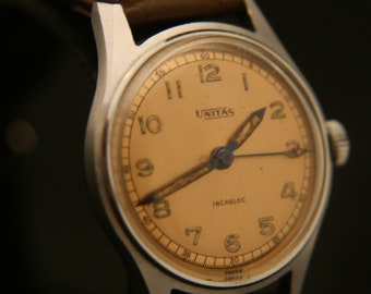 Vintage 1950s Unitus Military Wristwatch, Swiss Made