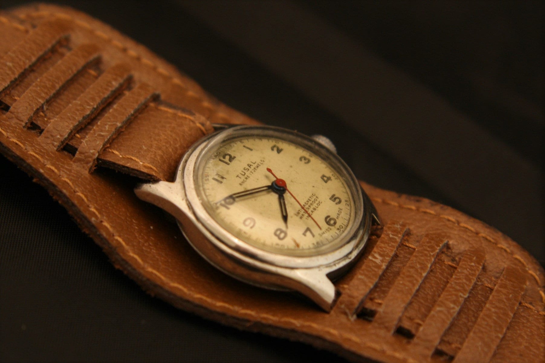 Rare Vintage Serviced And Restored 1940 S WWII Military Swiss Tusal 17 