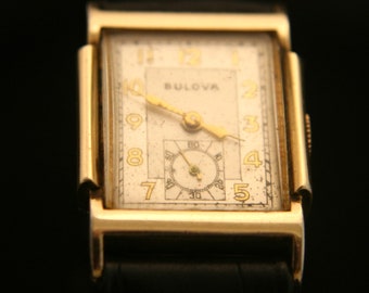 Men's vintage 1947 Bulova 17 jewel Swiss 10K RGP dress wristwatch, running well and keeping time!